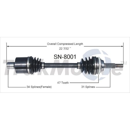 Surtrack Axle Cv Axle Shaft, Sn-8001 SN-8001